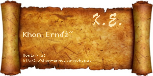 Khon Ernő névjegykártya