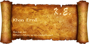 Khon Ernő névjegykártya